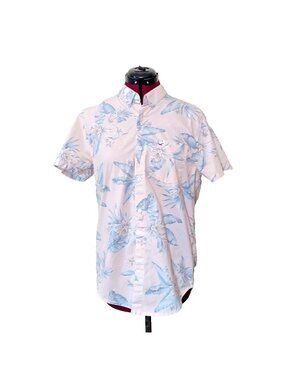 Hollister Epic Flex Men's Medium M Tropical Hawaiian Button Down Shirt Stretch